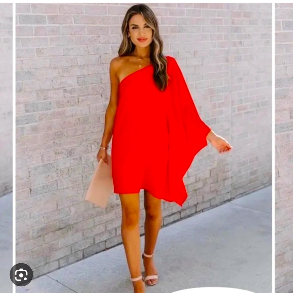 VICI open shoulder red dress